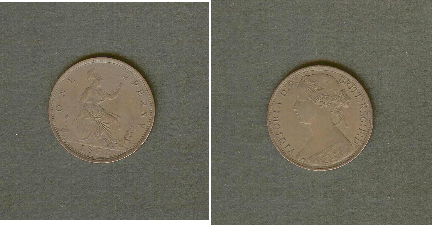 ROYAUME-UNI 1 Penny Victoria “Bun head” 1872 TTB+ àTTB